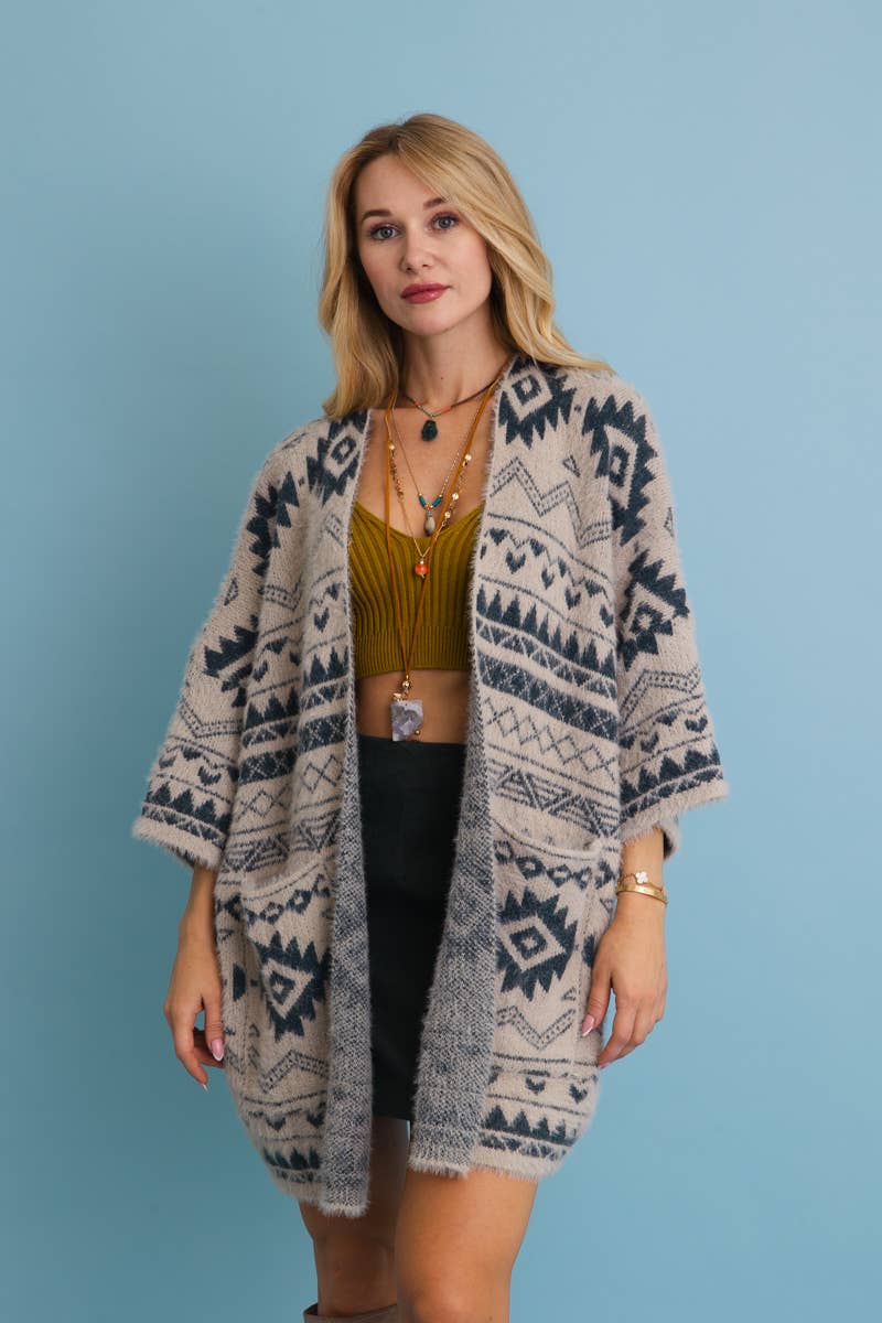 Leto Accessories – wholesale Cardigan – Women’s – Aztec Soft Knit cardigan with Tribal Print - Western Vibe 🌵8