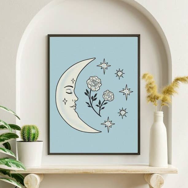 Impression d'art Summer Moon (bleu) pour la vente par Steph Marie Art