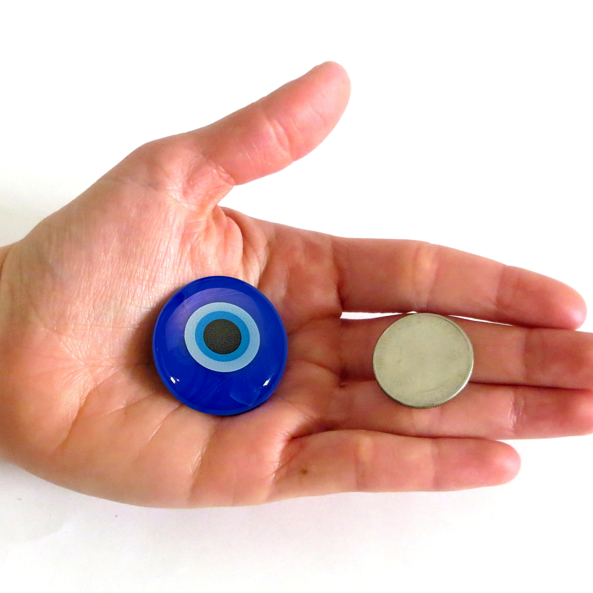 Lifeforce Glass, Inc. - Wholesale Spiritual Stone/Crystal - Printed Evil Eye Protection Palm Stone Assortment, All Blue2