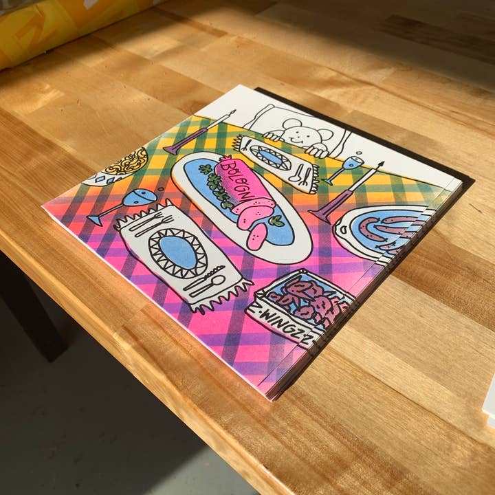 Alex Luciano – Engroshandel Kunsttryk – Morgenmad på Bed 8x8 „riso print1