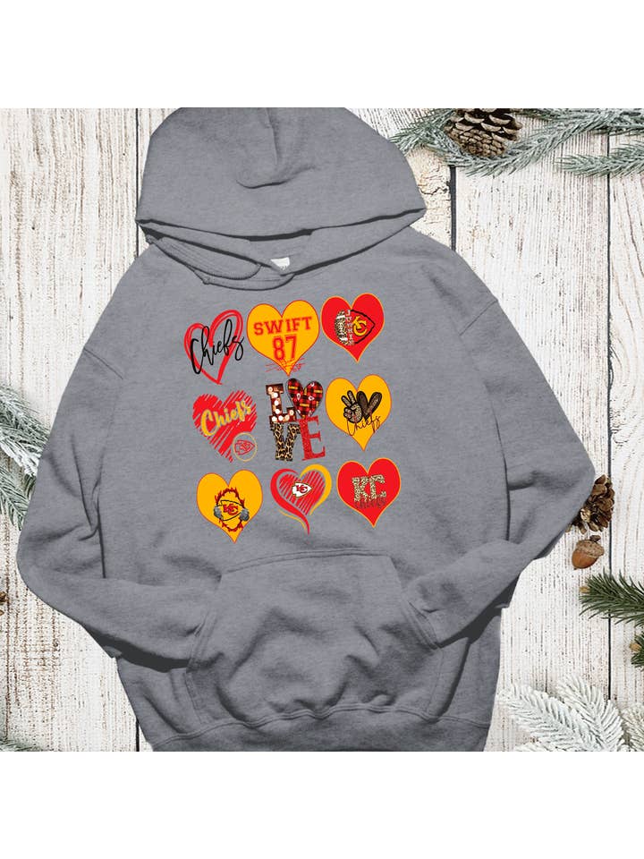 A Blessed Texas Mess Boutique - Wholesale T-Shirt (Graphic) - Women's - Kansas City Chiefs Taylor Swift 87 Kelsey Hearts Chiefs10