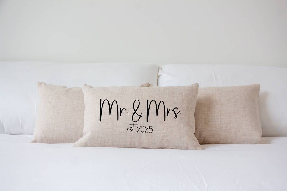 521handmade - Wholesale Throw/Decorative Pillow - Mr. & Mrs. Est. 2025 Lumbar Throw Pillow1