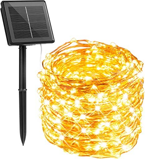 Warm White 200 LED Solar Copper Wire Multifunction Fairy Lights - WW for wholesale on Faire1