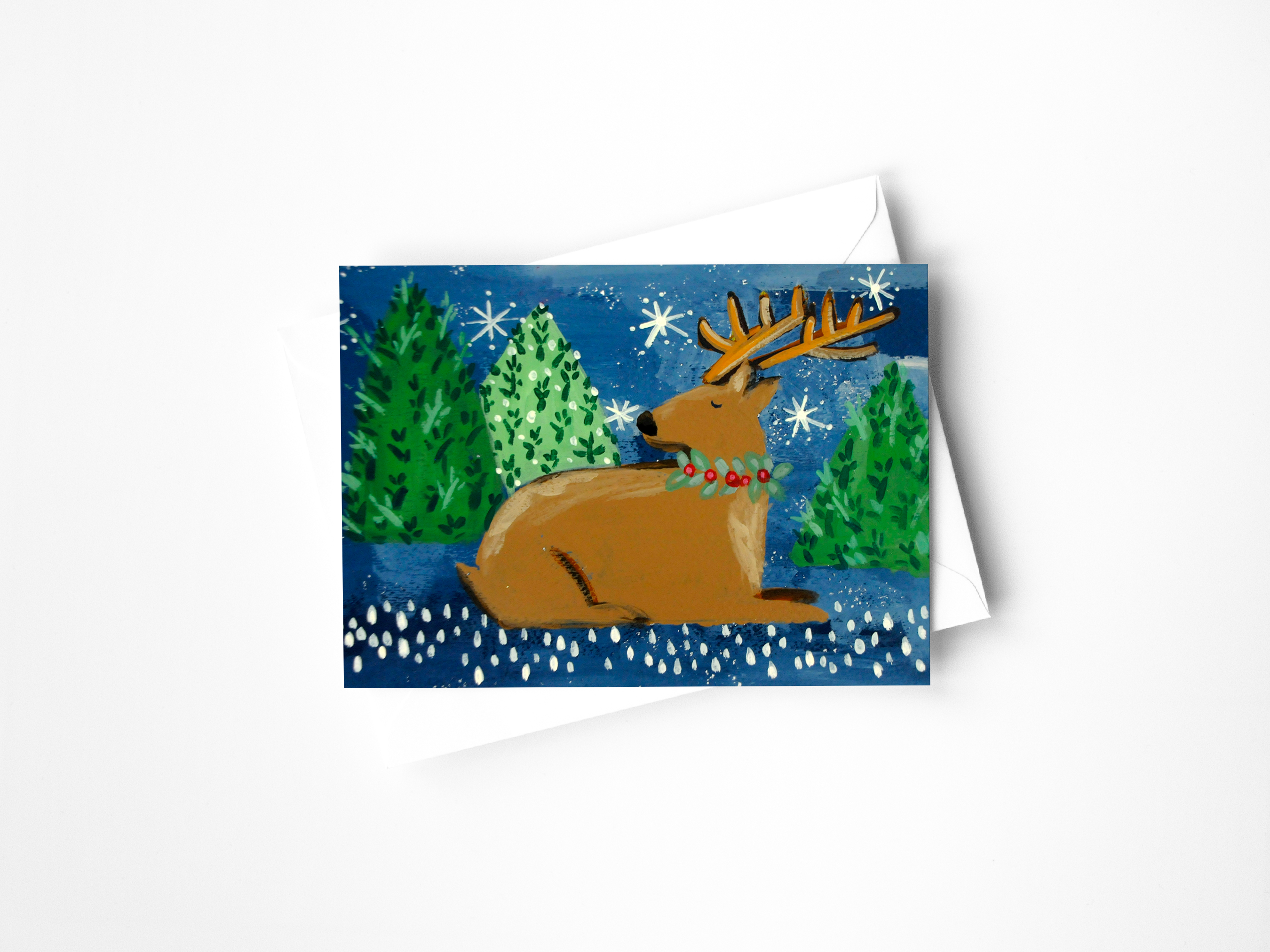 Kaley Alie Art – Engroshandel Julekort – Otte små rensdyr assorterede kort - æske sæt med 84