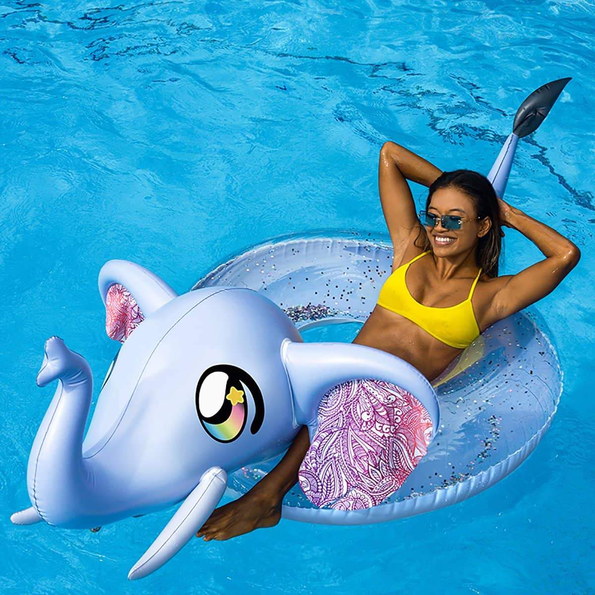 PoolCandy - Wholesale Inflatables - Inflatable Elephant Pool Tube Jumbo 48 inch Glitter PoolCand1