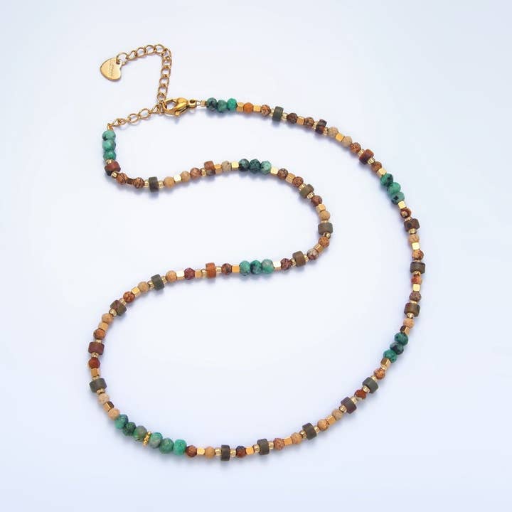 Collar de 16 pulgadas de citrino turquesa facetado relleno de oro de 14K | WA-2647 para venta al por mayor de Aim Eternal