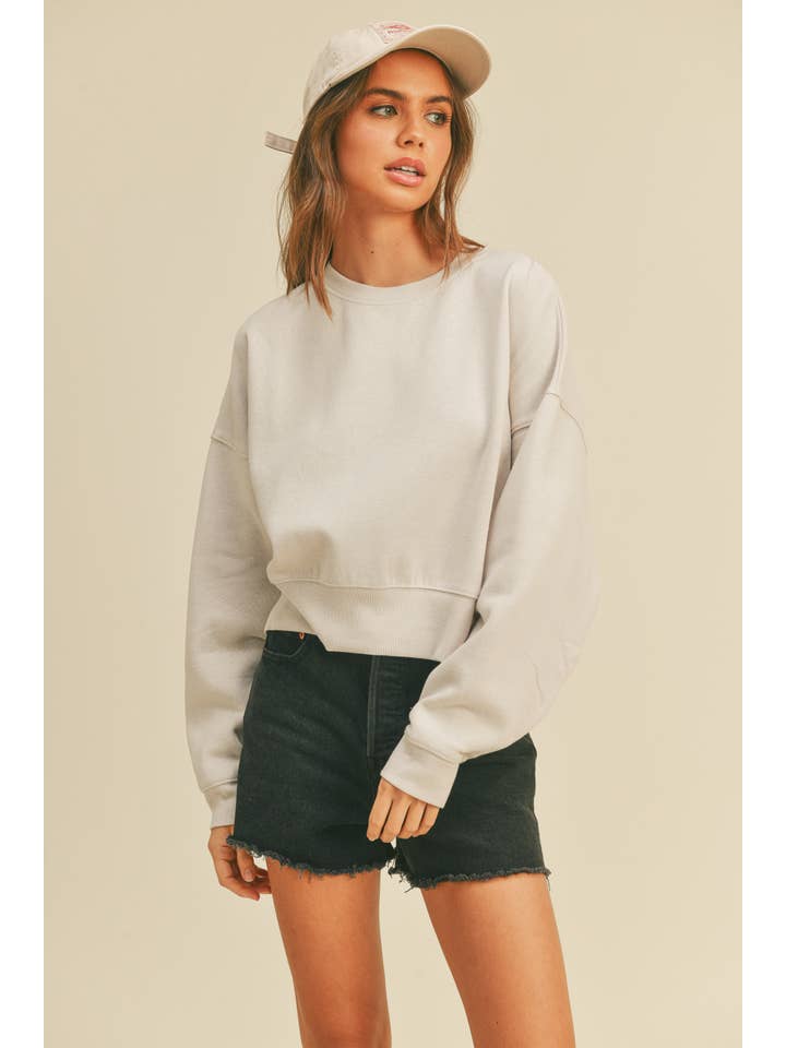 Honestee - Wholesale Sweatshirt - Women's - Blank Short Cropped Long Sleeve Sweatshirt