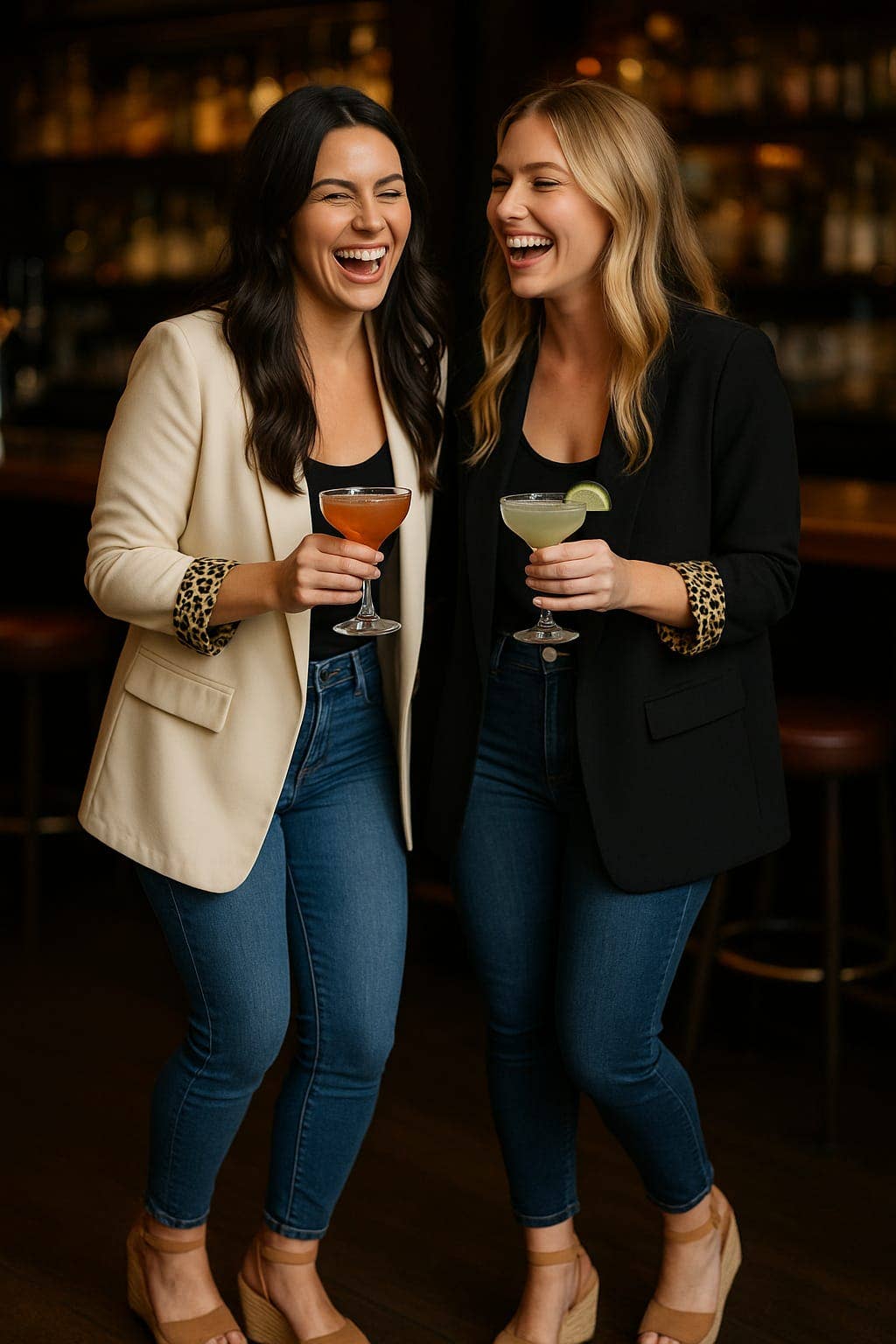 Kurt Muller - Wholesale Blazer - Women's - Leopard Trim Turn Up Sleeve Blazer