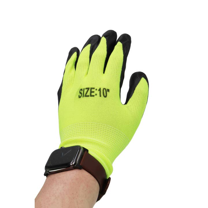 Neon Yellow Black Men's Polyurethane Dip-Coated Nitrile Work Gloves for wholesale on Faire3
