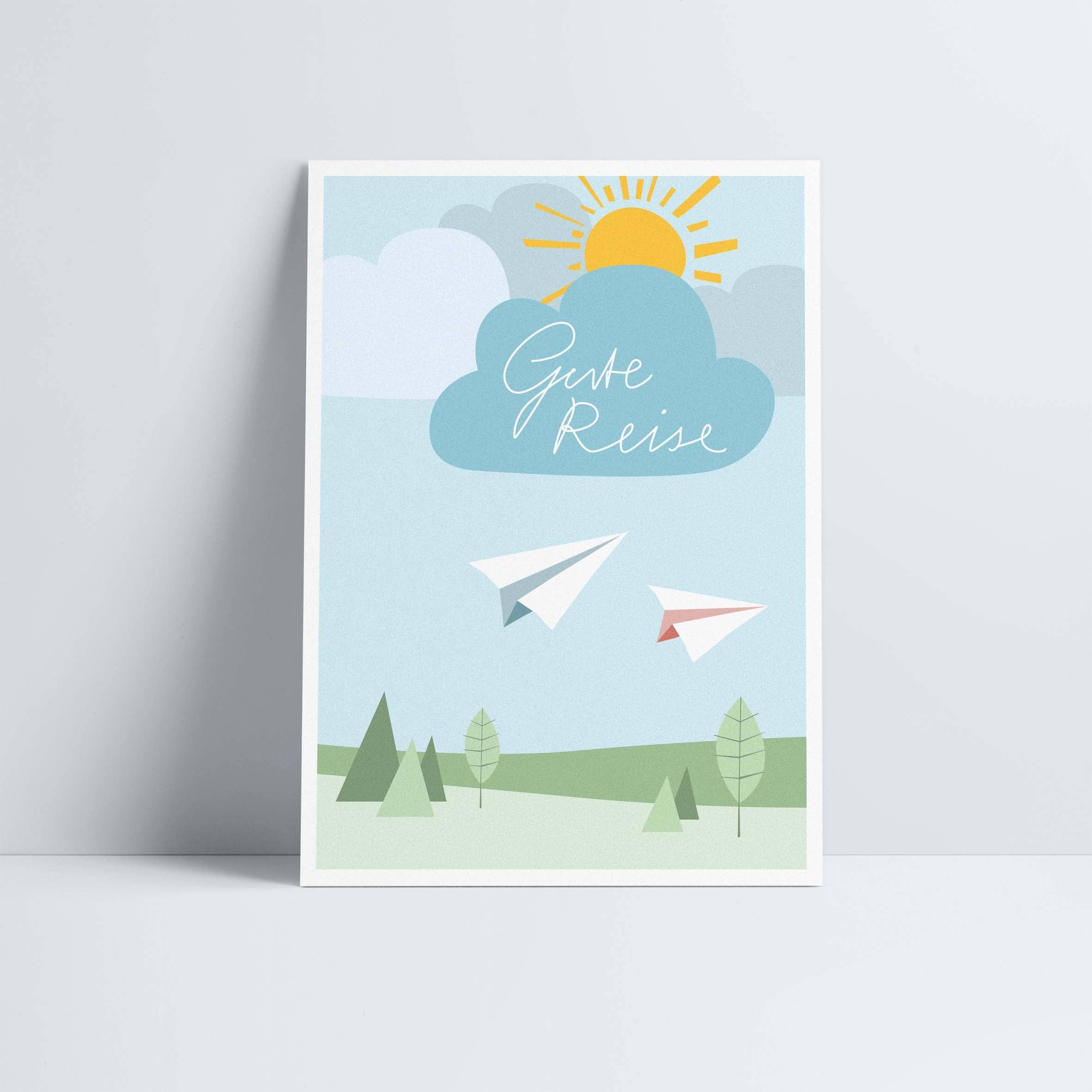Designfräulein - Wholesale Postcard - Postcard // Paper Airplane "Safe Travels"