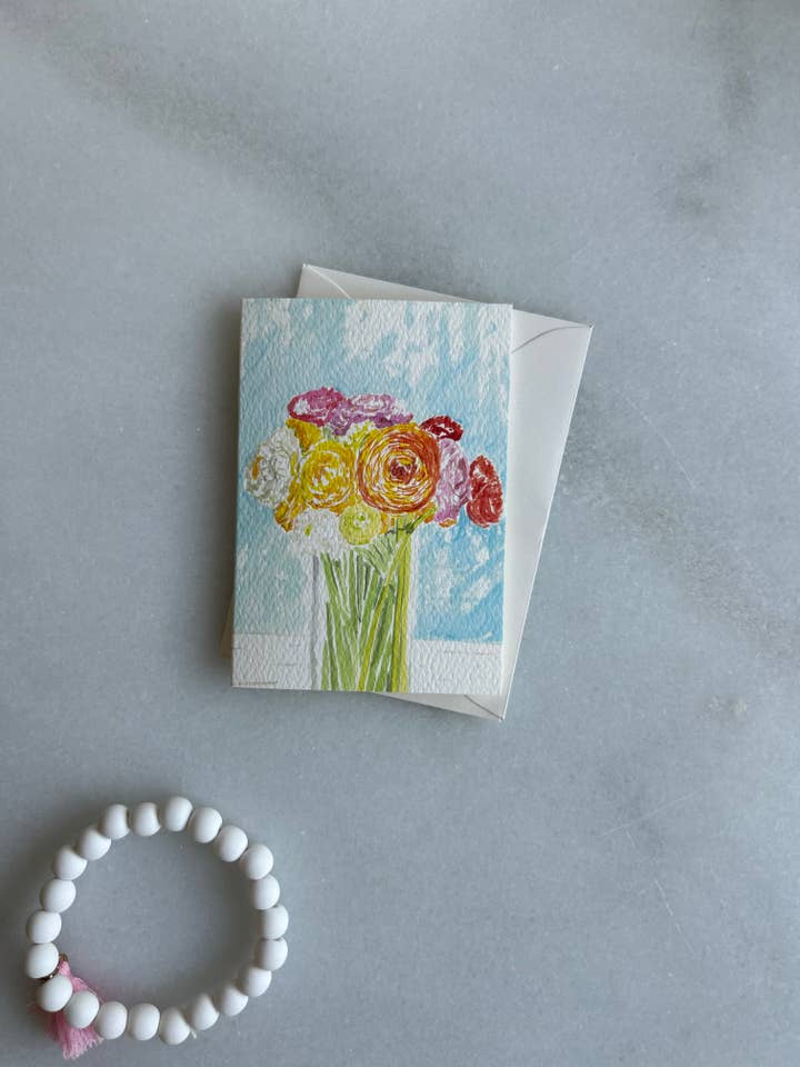 Mini biglietto Bright Blooms Watercolor Watercolor (6,3 x 3,5") per la vendita all'ingrosso da parte di Catherine Davis Studio