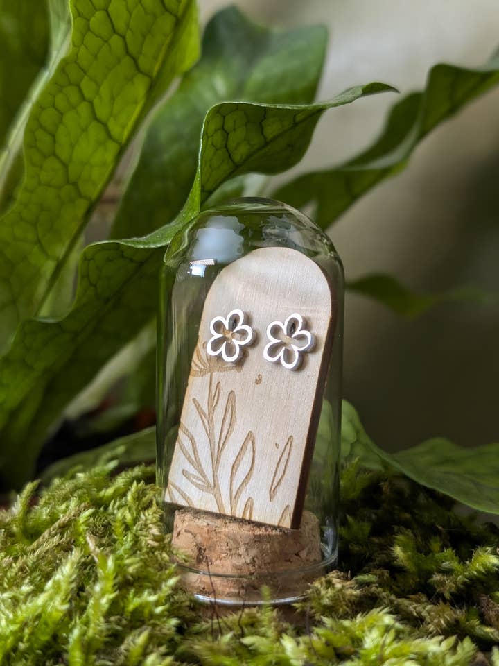 Simplistic Flower Stainless Steel Studs for wholesale by Banksia Botanicals