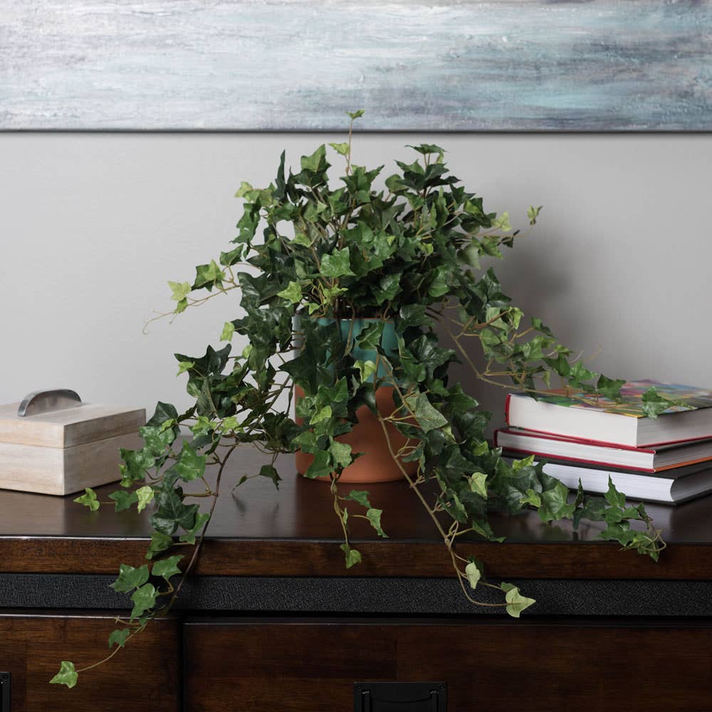 Vickerman - Wholesale Artificial Plant - Vickerman 26" Mini Ivy Hanging Bush-Green1