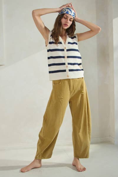 Oddi – Engroshandel Strikvest/slipover – Kvinder – Plus Sailor-kollektion Stribet Sweater Vest5