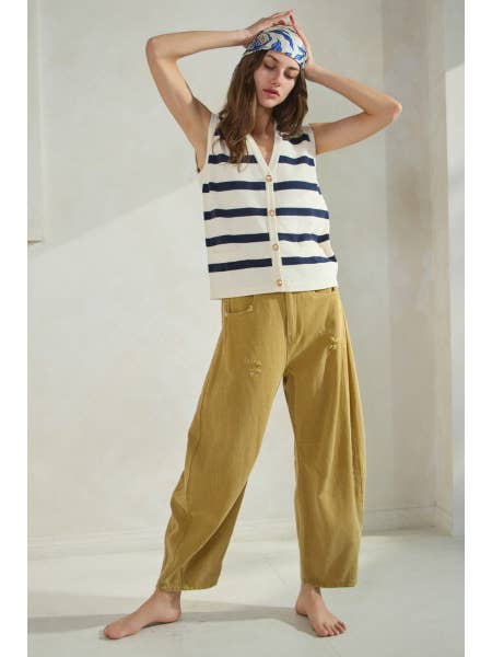 Oddi – Engroshandel Strikvest/slipover – Kvinder – Plus Sailor-kollektion Stribet Sweater Vest5