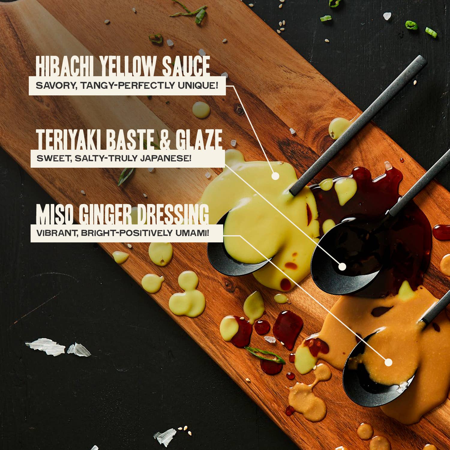 Gojo Japanese Foods - Wholesale Sauce - Hibachi Variety Pack - Teriyaki, Yellow Sauce, Miso Ginger2