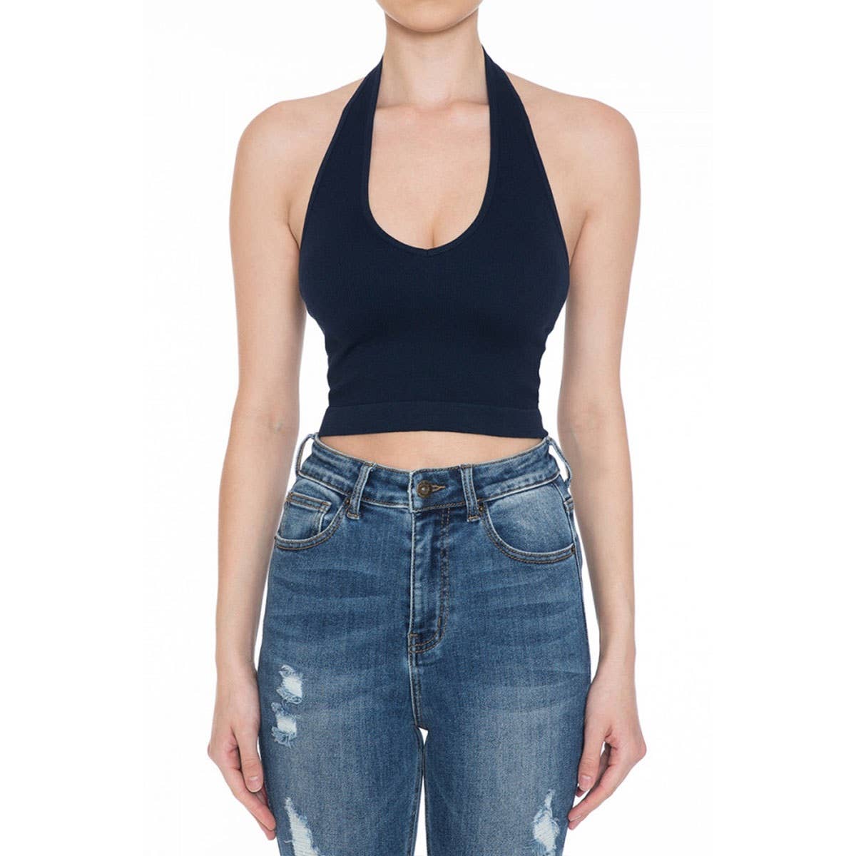 Timeless - Wholesale Tank Top - Women's - HALTER V NECK BRAMI RIBBED SEAMLESS CROP TOP7