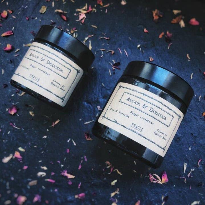 Atelier Oracle - Venta al por mayor Velas en tarros - Vela Rose and Verbena «Love and Sweetness», cuarzo rosa3