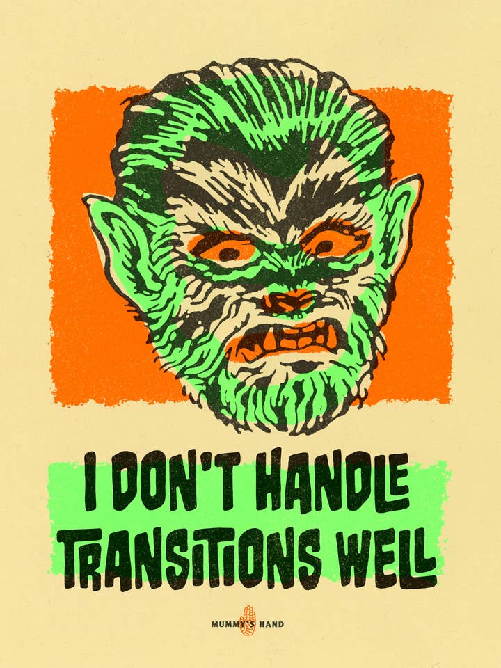Werewolf in Therapy Limited Edition Risograph Print for wholesale by Mummy's Hand