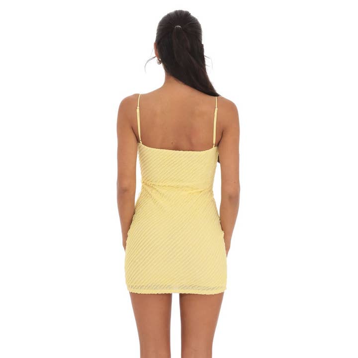Lucy In The Sky - Wholesale Dress - Women's - Mini Ruffles Bodycon Dress in Yellow