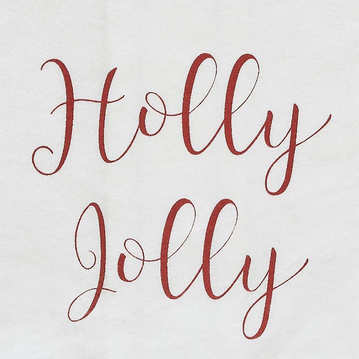 VHC Brands - Wholesale Tea Towel - Kringle Chenille Holly Jolly White Muslin Tea Towel Set of 2 19x28