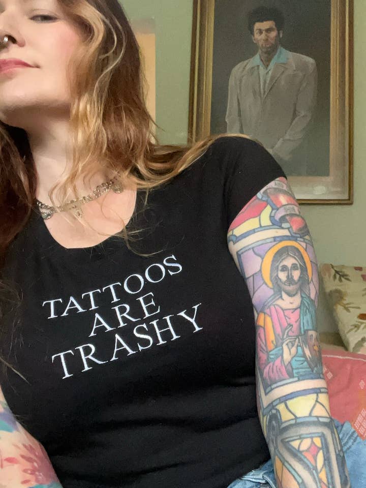 Totally Iced Out - Wholesale Tank Top - Women's - Tattoos Are Trashy Embroidered Tank Top or Baby Tee3