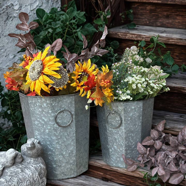 Vagabond Vintage – wholesale Plant pot – Beveled Zinc Planters With Handles3