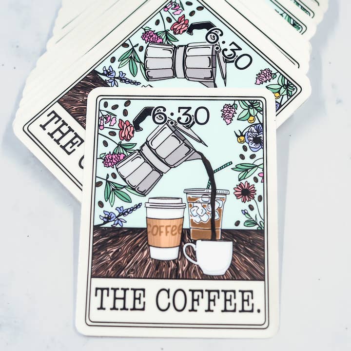 “The Coffee” Vinyl Sticker | Morning Caffeine Sticker for wholesale by Little L Designs