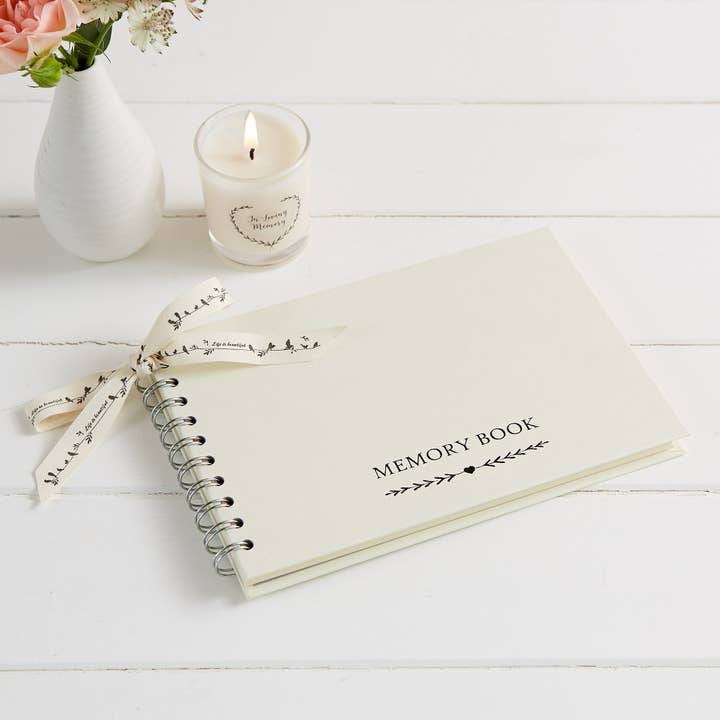 A5 Ivory Funeral Memory Book for wholesale by Angel & Dove