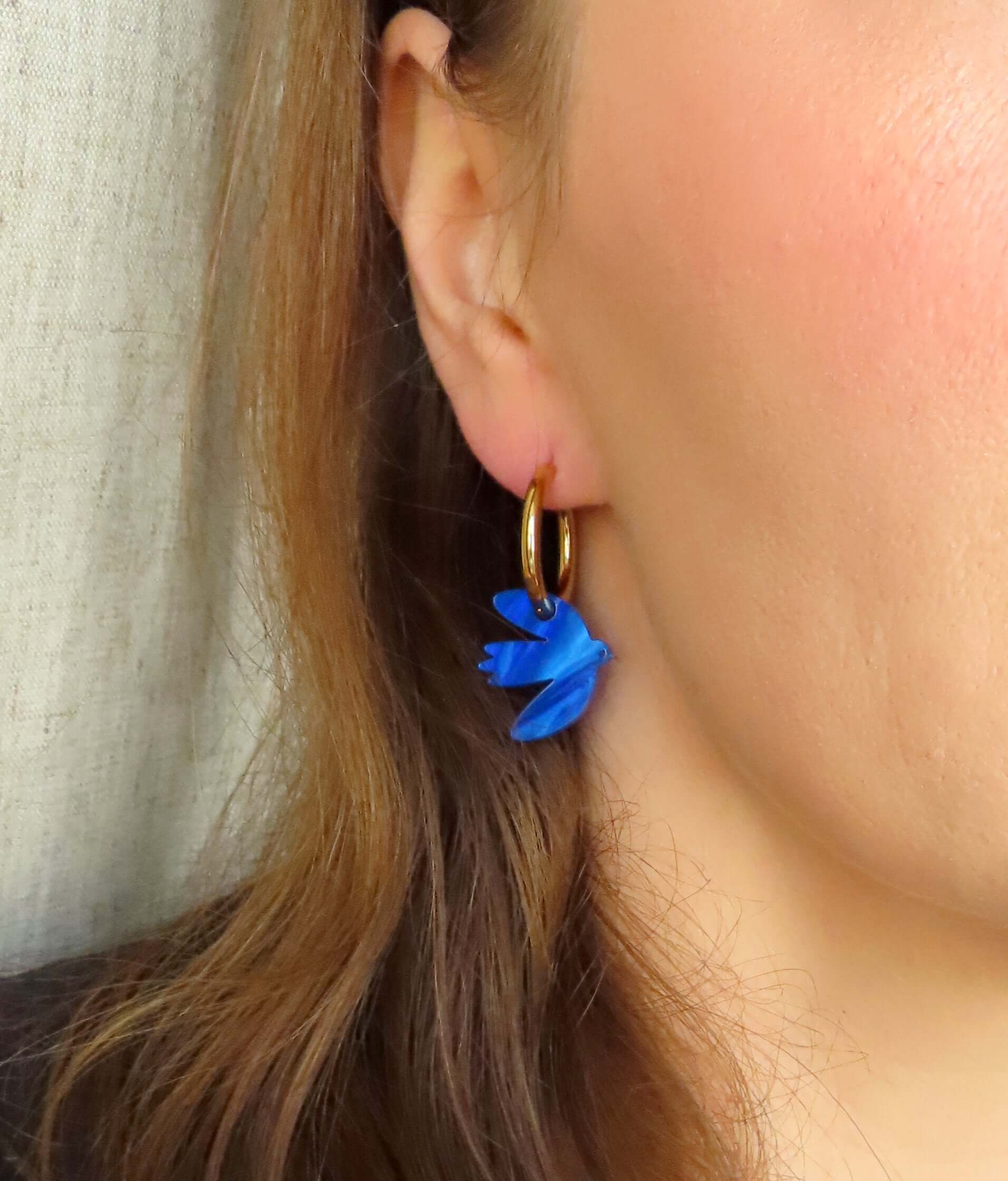 Niemalsmehrohne - Wholesale Hoop Earrings - Dove ink blue stainless steel and acrylic hoop earrings2