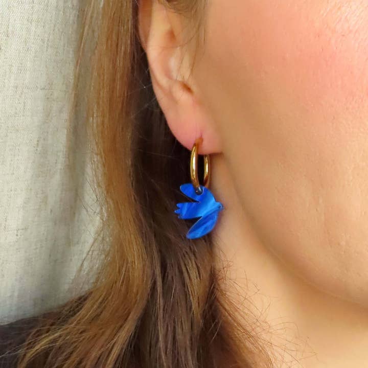 Niemalsmehrohne - Wholesale Hoop Earrings - Dove ink blue stainless steel and acrylic hoop earrings2