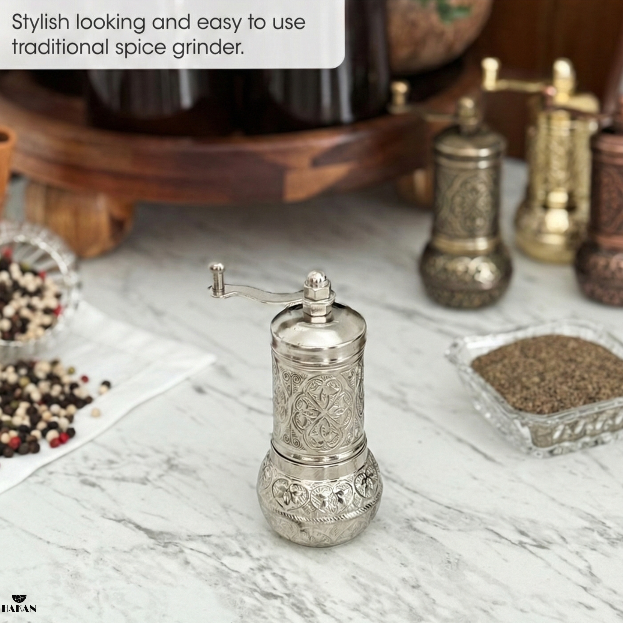 Hakan - Wholesale Pepper Mill - Copper Black Pepper Grinder, Refillable Spice Mill, 4.3 in27