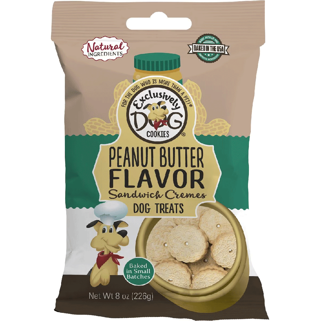King Wholesale Pet Goods - Wholesale Pet Treats - Dog - EXCLUSIVELY PET Sandwich Cremes Peanut Butter 8oz0