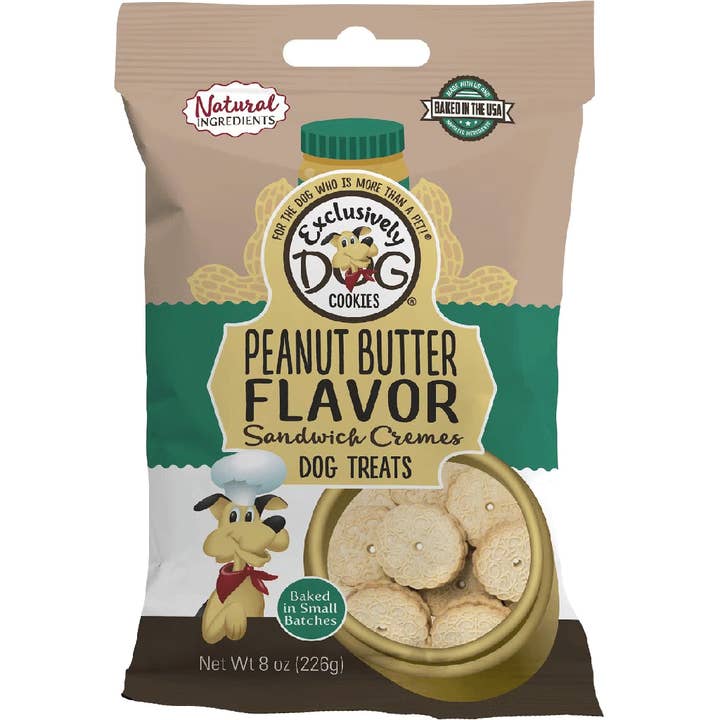EXCLUSIVELY PET Sandwich Cremes Peanut Butter 8oz for wholesale by King Wholesale Pet Goods