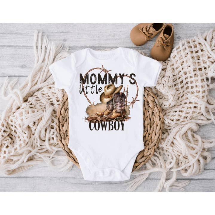 AvaryMaeInspirations - Wholesale Bodysuit (Non-Footed) - Baby - Mama's Little Cowboy Western Baby Onesie