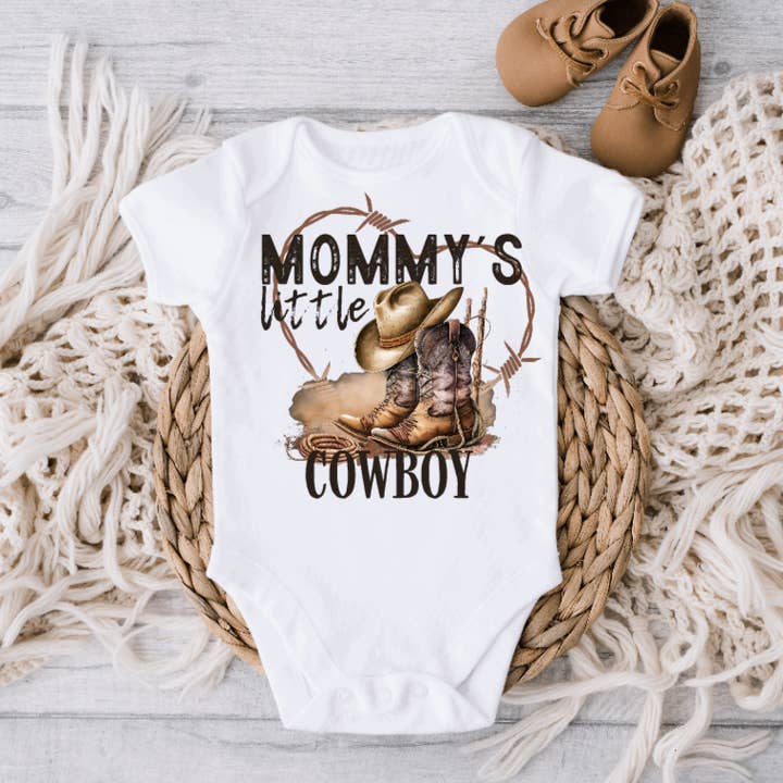 AvaryMaeInspirations – wholesale Bodysuit (non-footed) – Baby – Mama's Little Cowboy Western Baby Onesie0