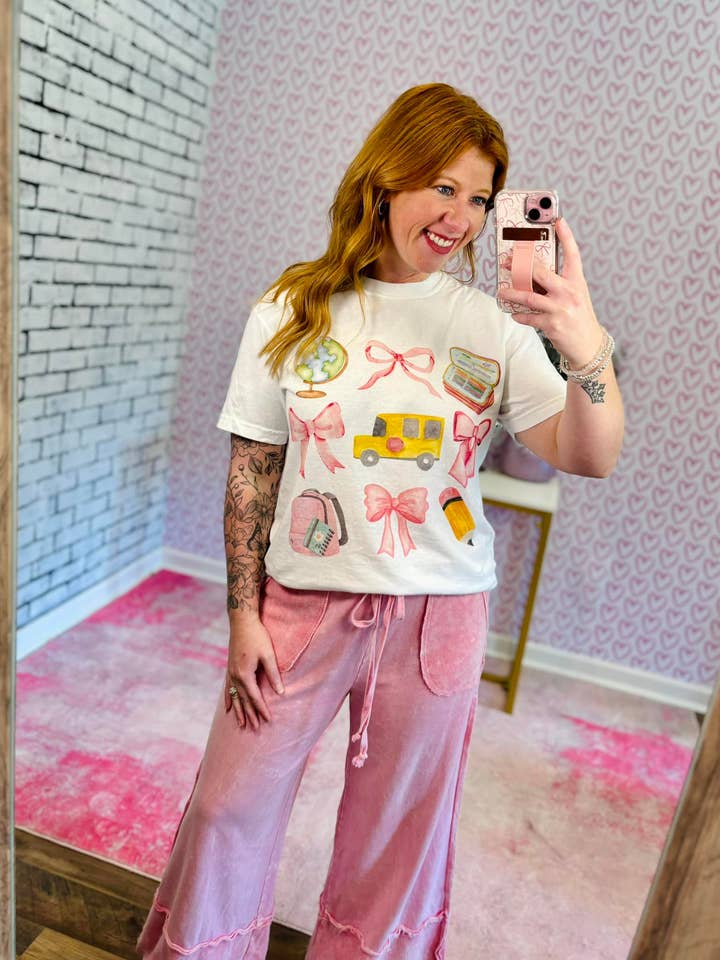 Wills Creek Designs - Wholesale T-Shirt (Graphic) - Women's - Teacher Bow Collage Wholesale Tee0