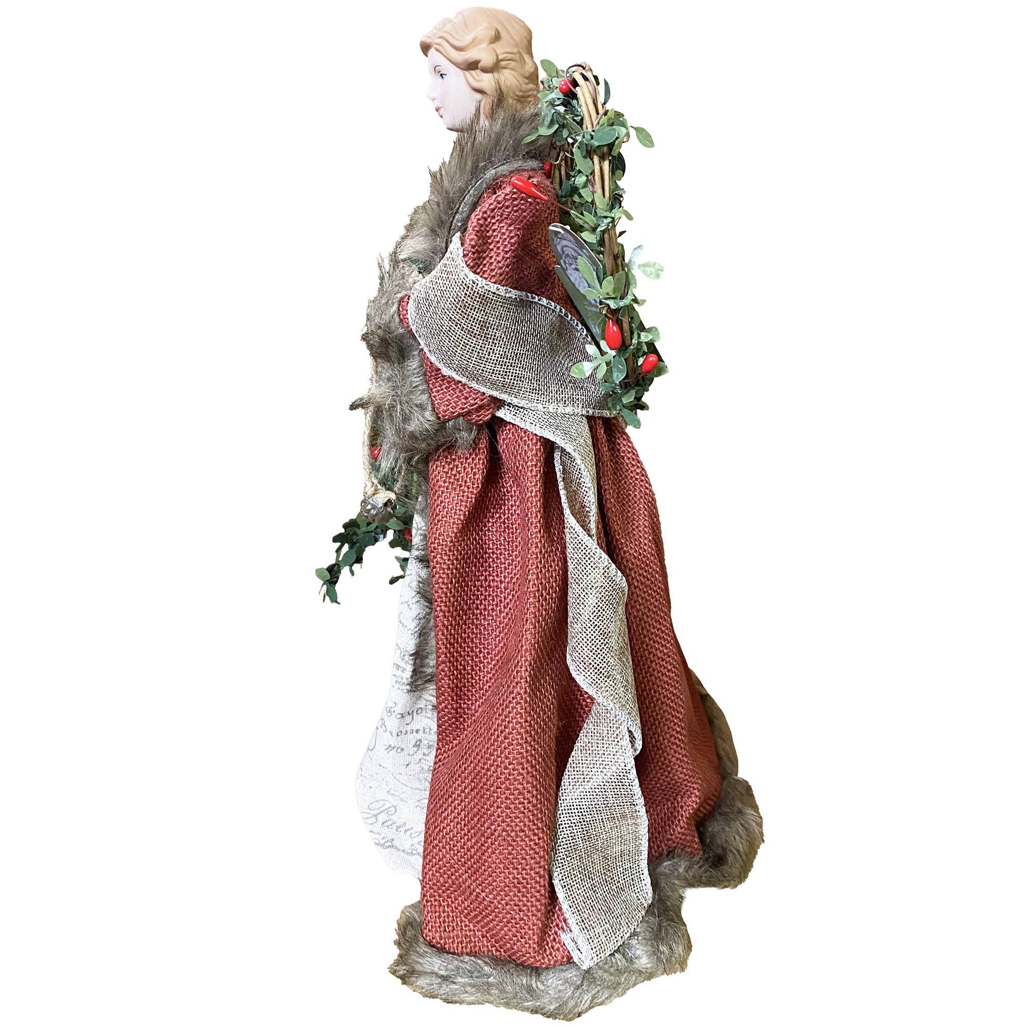 Santa’s Workshop Inc. - Wholesale Tree Topper - 16" Red Homespun Angel Tree Topper4