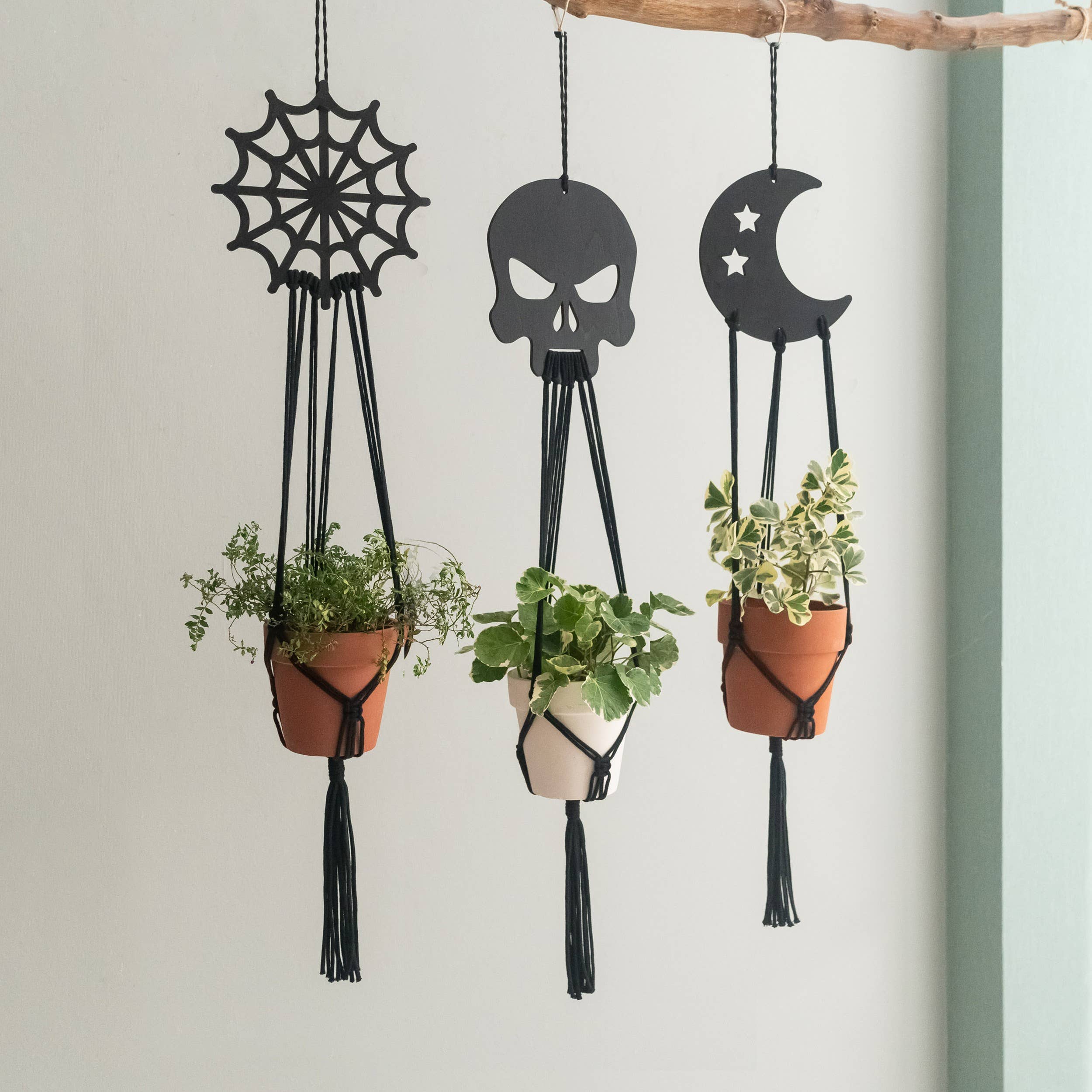 BeanDaikon – Engroshandel Hængende plantekasse – Gotisk Macramé Planteophæng Halloween Dekoration I989