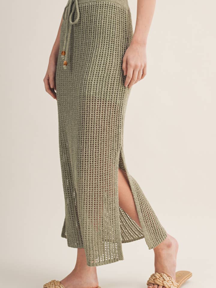 CROCHET-STYLE SKIRT WITH A DRAWSTRING WAIST for wholesale by Mustard Seed