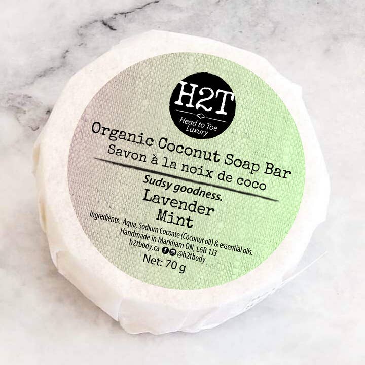 Savon biologique à la noix de coco et à la menthe pour la vente par H2TBody