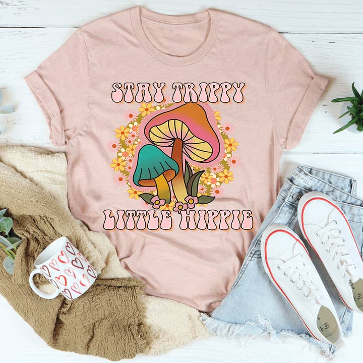PIGMENTIFY – wholesale T-shirt (graphic) – women's – Stay Trippy Little Hippie Mushrooms Tee3