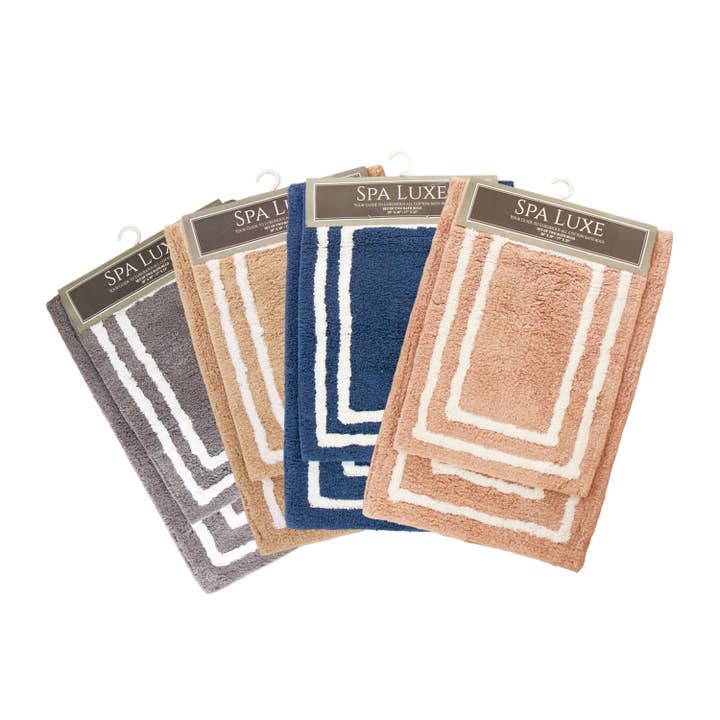 2 Piece Bath Rug Set, Bordered Color Options, 17x23 & 20x30 for wholesale by Arkwright Home