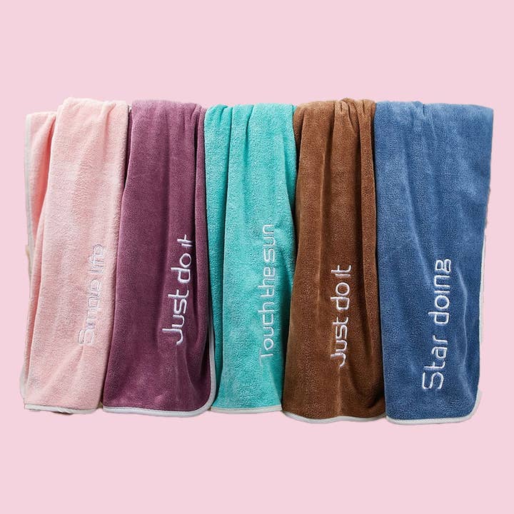 Custom-Coral Fleece Embroidered Bath Towel for wholesale by APHISON