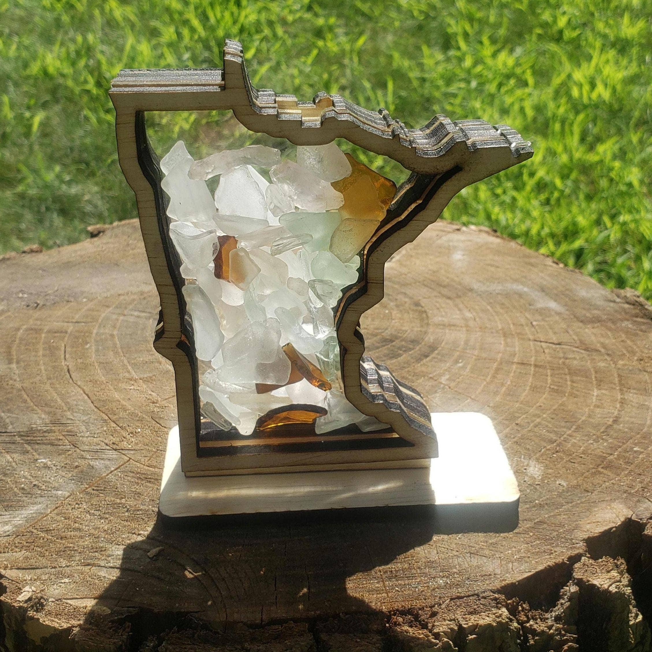 Sea Glass Displays - Wholesale Display Case - Minnesota Sea Beach Glass Agate Shadowbox Display 4 Styles5