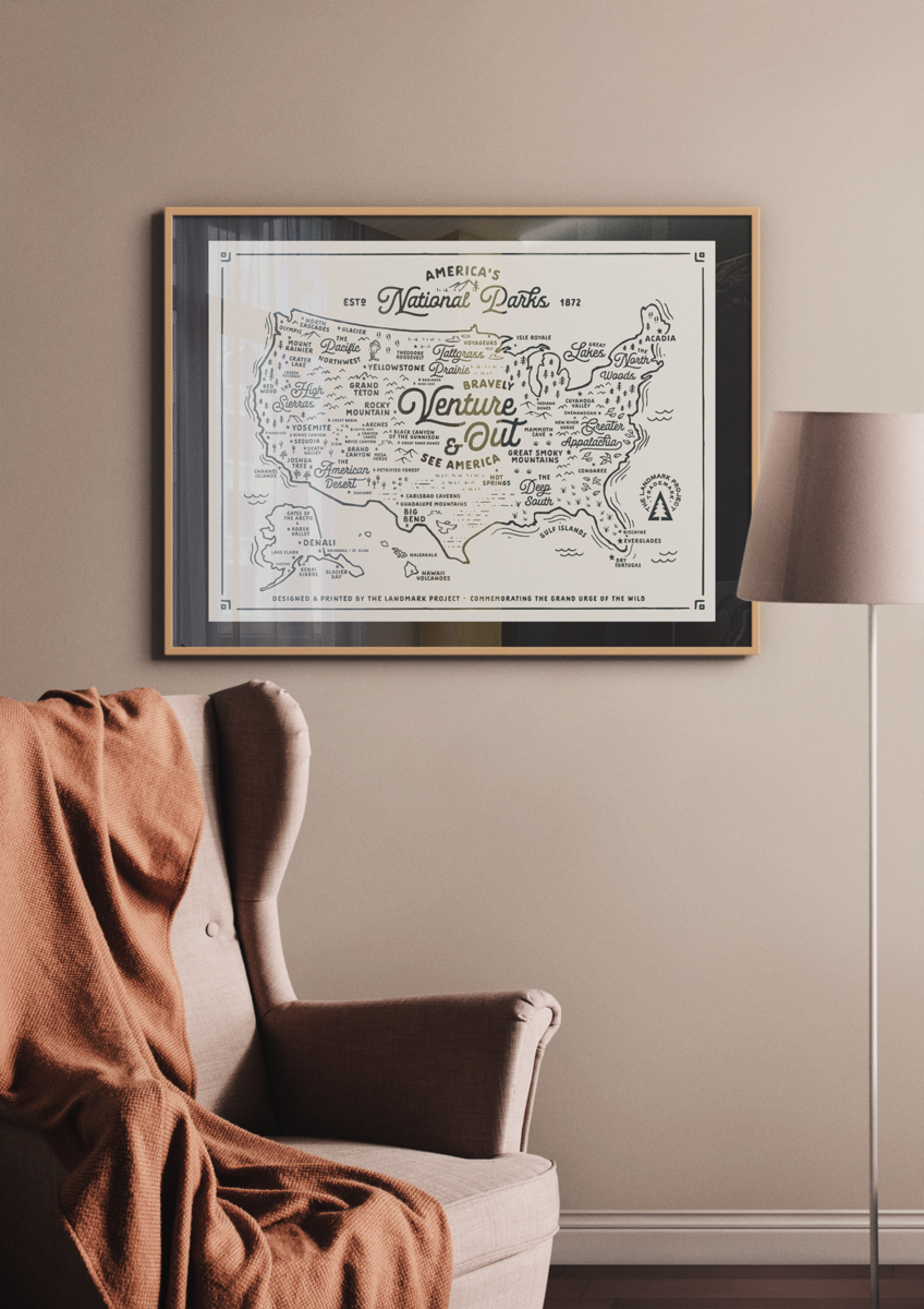 The Landmark Project - Wholesale Poster - National Parks Map - 12x16 Poster1