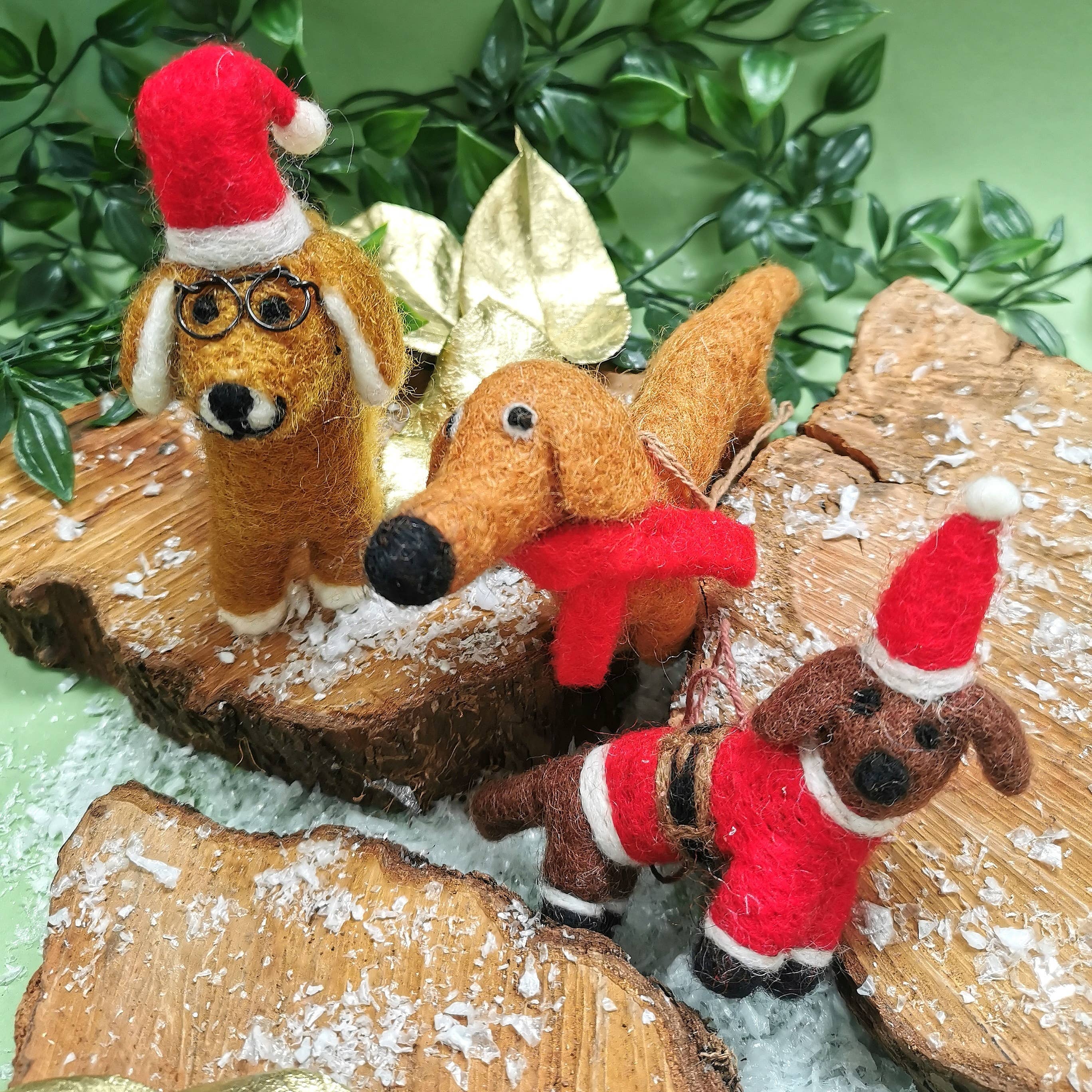 Felt So Good - Wholesale Ornament - Handmade Felt Biodegradable Buddy Festive Dog Decoration2
