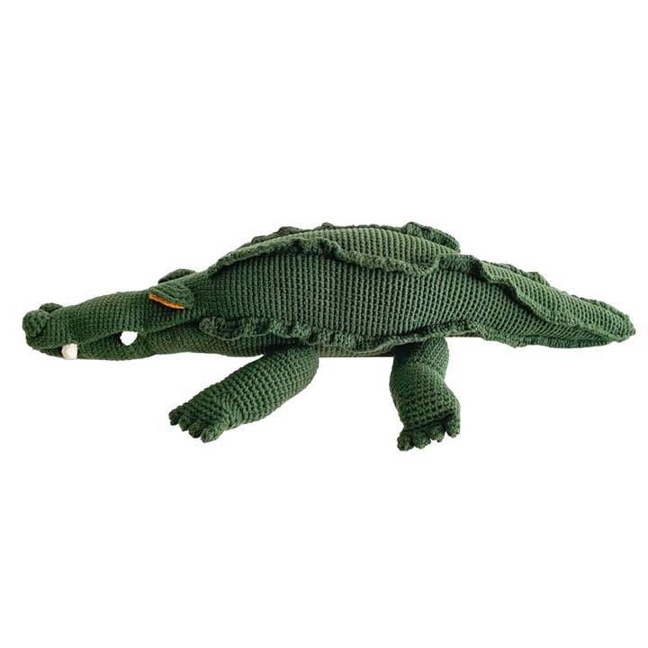 Stuffed animal toy, crocodile, organic cotton for wholesale by BEBEMOSS, LLC