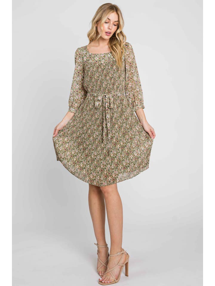 ELLEBORN - Wholesale Dress - Women's - Chiffon Pleated Dress 3334D