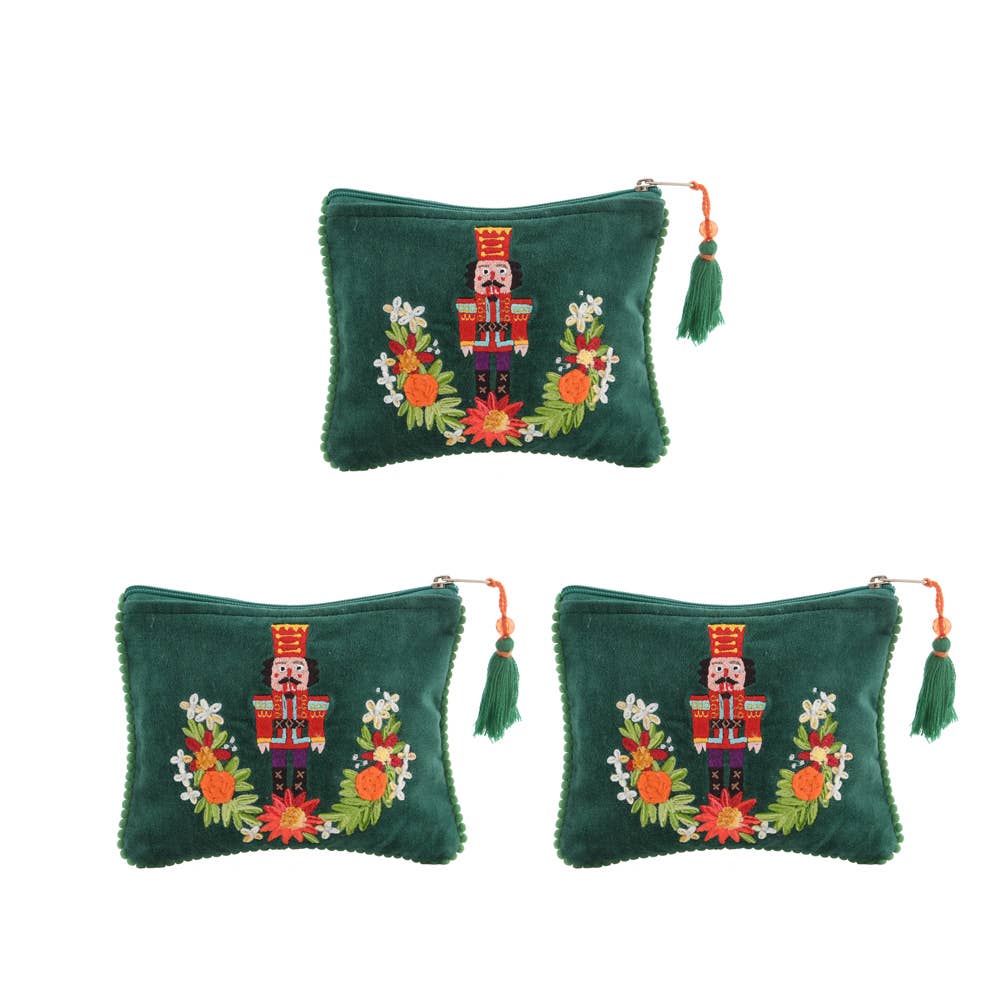 Karma Living - Wholesale Christmas Decoration - 3ABBG24066_EMEM  S/3 NUT CRACKER CHRISTMAS POUCHE  6x80